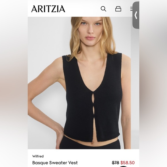 Aritzia Other - Aritzia Wilfred Basque Sweater Vest size LARGE NWT